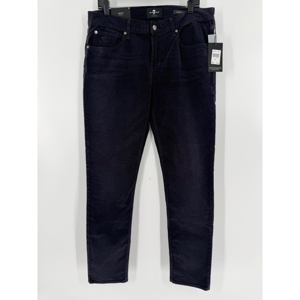 7 For All Mankind Slimmy Tapered Corduroy Pants Mens 34 Navy Blue 7T033M10